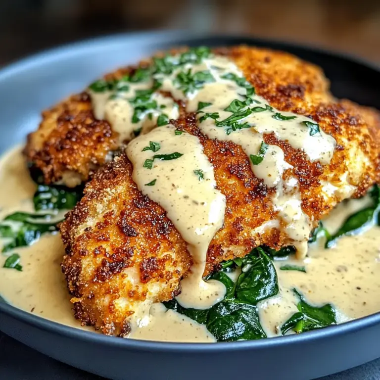 Parmesan Crusted Chicken with Creamy Garlic Sauce