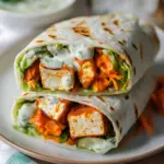 Buffalo Tofu Wrap with Easy Vegan Ranch