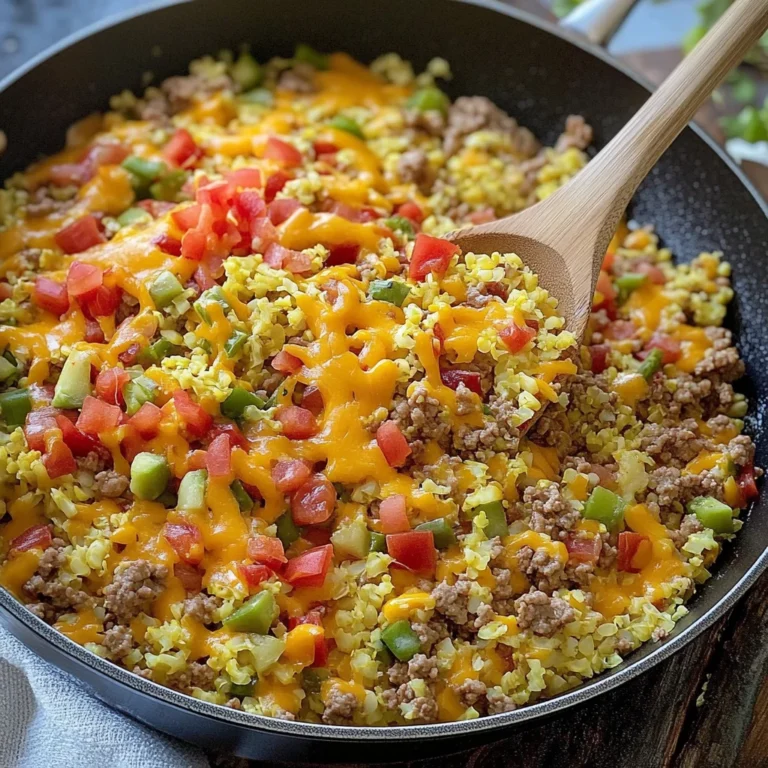 Cheesy Taco Ground Beef & Cauliflower Rice Skillet