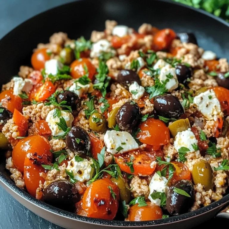 Mediterranean Keto Ground Chicken Skillet with Olives and Feta