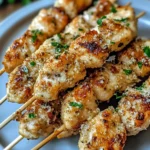 Air Fryer Garlic Parmesan Chicken Skewers