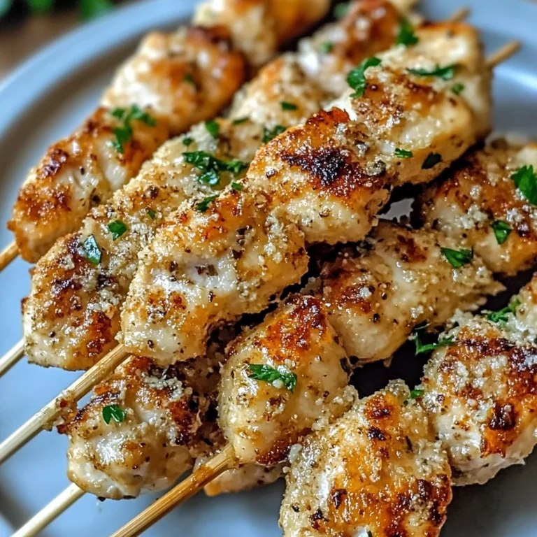 Air Fryer Garlic Parmesan Chicken Skewers