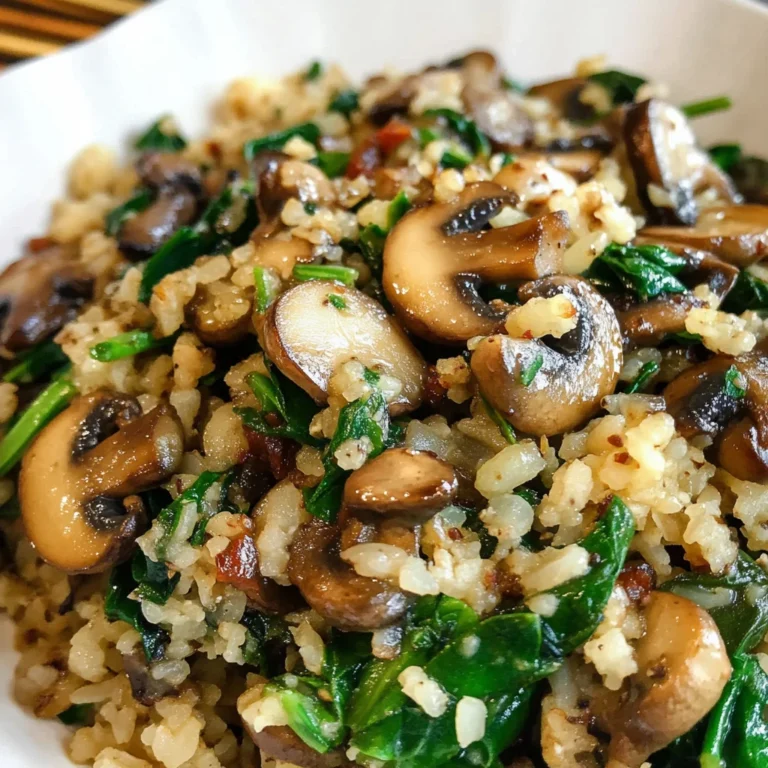 Low Carb Mushroom & Spinach Cauliflower Rice