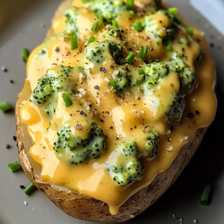 Cheesy Baked Potatoes with Broccoli Cheese Sauce