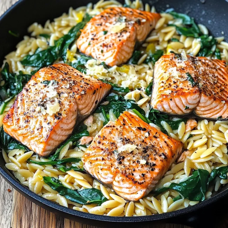 One Skillet Salmon with Lemon Orzo