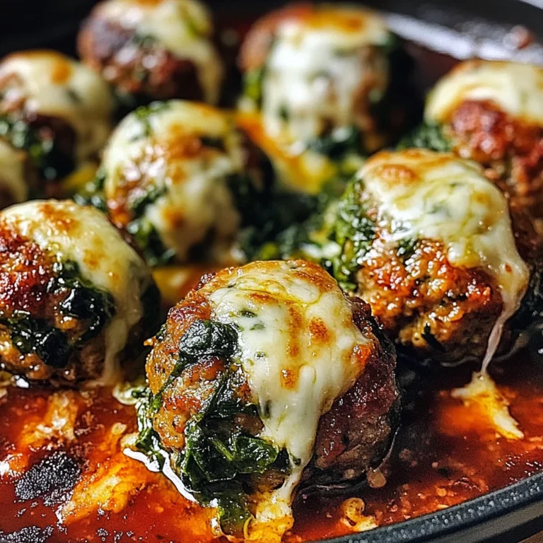 Spinach Garlic Meatballs Stuffed with Mozzarella